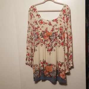 Free people bell sleeve floral dress